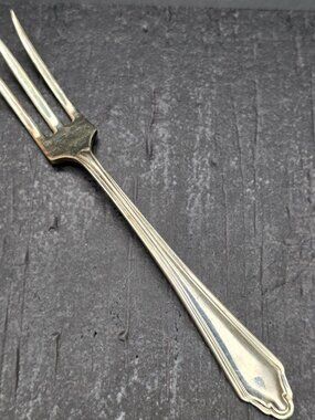 Vintage Sterling Silver 3 Tine Cocktail Fork Ornate Simple Handle Design HS255